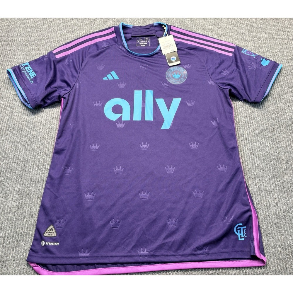 NWT Adidas Charlotte FC Authentic Jersey Men's XL Purple Crown Mint MLS